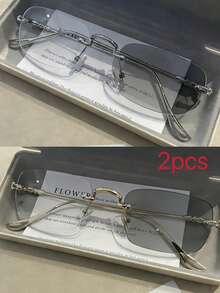 1pc Classic Fashionable High-End Rimless Metal Eyeglasses (Eyeglass Case Not Included) - Multicolor - View 18