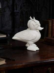 Nouvelle statue de canard gothique punk - Canard satanique à deux têtes et pics semblables à un dragon dans le style des années 80, idéal pour la décoration d'Halloween et les cadeaux uniques, convient à une utilisation intérieure/extérieure, personnalisable pour la peinture et le graffiti - 1PC - Voir 3