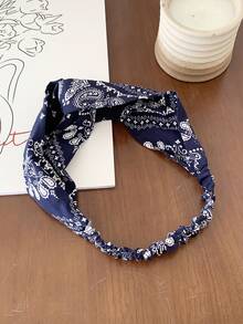1pc Retro American Cashew Wide Elastic Headband, Criss-Cross Design, Unisex, Multi-Color, Fashion & Versatile Fashion Hair Accessories Women Hair Band - Multicolor - View 13