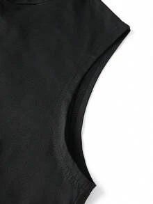 Men's Fashionable Casual Minimalist Printed Tank Top, Summer - Black - View 5