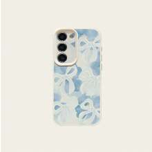 1pc TPU Material Fresh Blue Floral Bow Pattern Fashionable Phone Case Suitable Compatible With Samsung/A05s/A12/A13/A14/4G/A15/A21s/A23/A25/A32/5G/A34/A35/A50s/A51/A52/A53/A54/A55/A71/A72/A73/S10/S20FE/S20Ultra/S21Ultra/S22/S22Plus/S23/S24, /10C/12C/Note10/11/12/13/ProPlus/Note8/9Pro, Full Coverage Anti-Drop Soft Shell Phone Protective Cover - White - View 5
