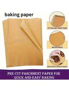 50/100/200pcs High Quality Parchment Paper Liners - Non-Stick, Oil-Proof, Waterproof Baking Mats Suitable For Air Fryer, Steamer And Oven Cooking - Wood Color - View 4