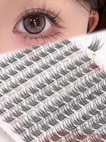 120片自然款假睫毛，宽柄柔软轻盈可重复使用分段式假睫毛套装，适合自用、日常佩戴、婚礼、约会、派对、新年礼物等场合。 - C - 查看 1