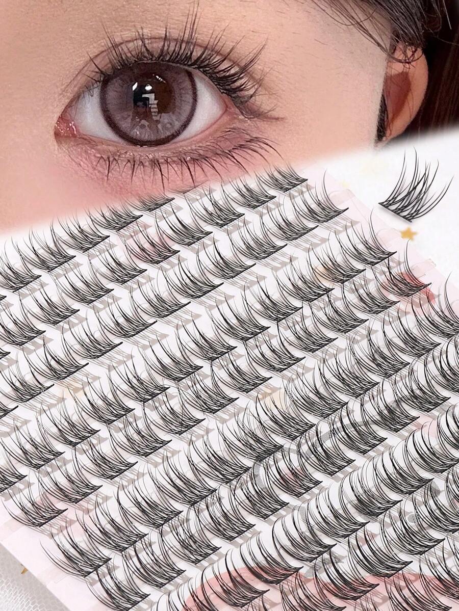 Bộ 120 sợi mi giả kiểu tự nhiên, cán rộng, mềm mại và nhẹ, có thể tái sử dụng, thích hợp cho sử dụng cá nhân, hàng ngày, đám cưới, hẹn hò, tiệc tùng, quà tặng năm mới. - C - Xem 1