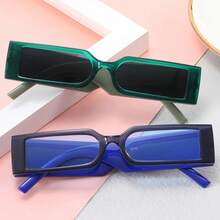 Gafas de sol rectangulares pequeñas para mujer, lentes de sol cuadradas de diseñador de marca Vintage ovaladas, antideslumbrantes, JSWP - Blanco - Ver 2