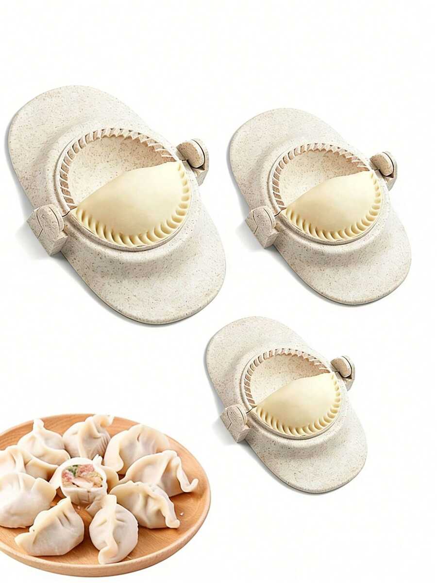 3件套糕点面团切割器套装，大号饺子/馅饼切割器，不锈钢塑料材质，符合人体工学的手柄，易于脱模，多色烘焙工具，厨房必备 - 彩色 - 查看 1