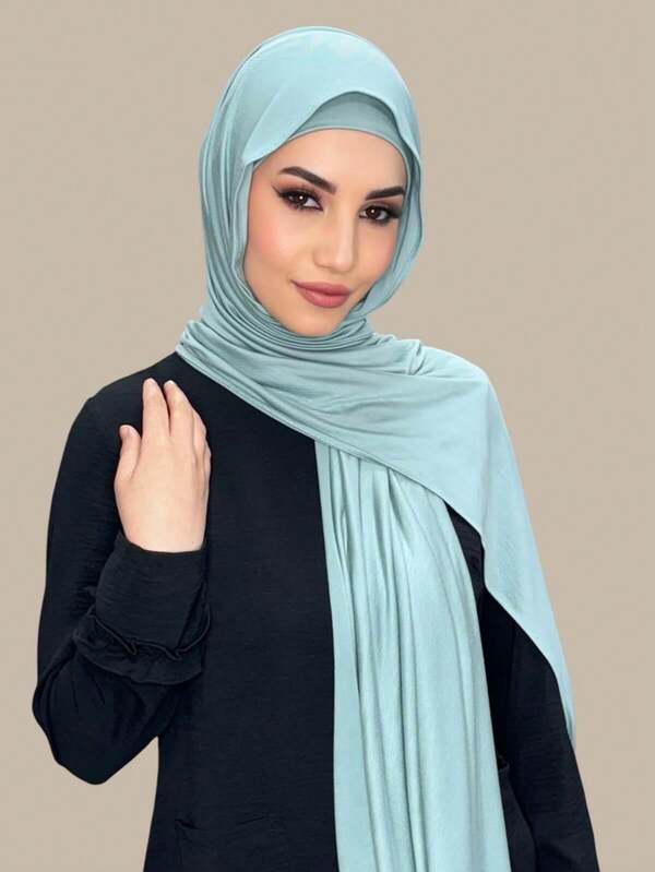 1pc Women's New Large Size Hijab Headscarf, Solid Color Casual Soft Scarf