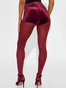 The Ultimate Valentine's Surprise - Burgundy Tights For Her, Luxuriously Smooth & Sexy In A Rich, Romantic Red - Burgundy - View 2