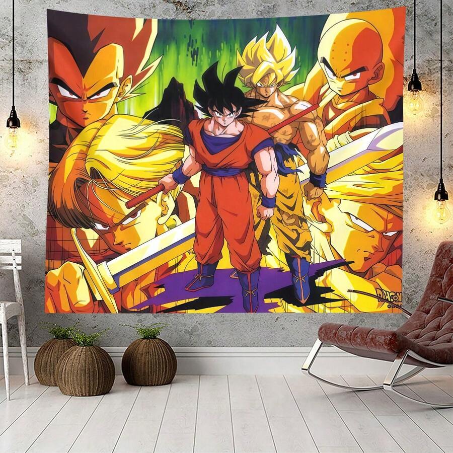 1件动漫系列高清印花装饰挂毯，适合室内外墙面装饰，耐用涤纶花园横幅，非常适合大学宿舍或卧室装饰。 - B - 查看 1