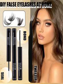 [6/3pcs Set, Black/White Glue + Tweezers + Lash Brush] 3pcs Set, Pink Glue - Non-Allergenic, Waterproof, Sweat-Proof, Gentle On Eyes, Suitable For Sports, Swimming, Surfing And Makeup. Swimming Essential. Streamlined Tubular Design, Durable PVC Material | 72-Hour Strong Hold, Latex-Free, Waterproof | Suitable For DIY Cluster Lashes, Homemade False Lashes Makeup Tools | Mixed With Black Lash Extension Glue - Black and White - View 2