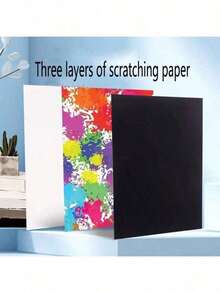 50pcs Magic Scratch Paper With 5pcs Bamboo Pens, Scratch Rainbow Art Paper Scratch Painting Kit With 5 Wooden Sticks Birthday Party Holiday Gift, Amazing Gift - Multicolor - View 9