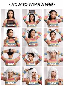 Tóc giả kiểu Y2K ombre đen xám có mái, chất tóc tự nhiên và mềm mại, phù hợp cho sử dụng hàng ngày và các bữa tiệc. - màu đen - Xem 12