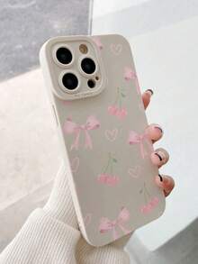 INS新款“爱你，我的情人节”樱桃蝴蝶结手机壳，时尚百搭，兼容苹果17系列、11/12/13/14/15、13Pro/14Pro/15Pro、12Pro Max/13Pro Max/14Pro Max/15Pro Max、16、16Pro、16Pro Max、17、17Pro、17Pro Max，防震TPU材质，情侣、斋月、情人节的理想礼物 - 彩色 - 查看 3