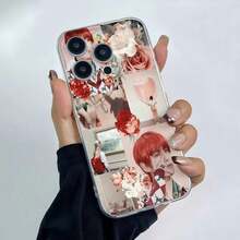 Collage floral de Taehyung con cabello rojo. Esta elegante funda con temática de  es compatible con Samsung, Apple, VIVO, OPPO, , Transsion, ,  y Honor. Fabricada en silicona TPU, ofrece protección contra golpes y caídas, además de una sensación superior. Es un regalo ideal para familiares, amigos y seres queridos, y una opción perfecta para San Valentín y Año Nuevo. - transparente - Ver 2
