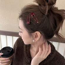 1pc/2pcs/2026pcs New Year Burgundy Hair Clips - Non-Slip Minimalist Design Portable Elegant Hair Accessories New Year Edition,Summer,Holiday,Travel - Multicolor - View 8