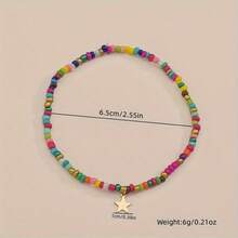 Bohemian Vacation Style Colorful Bead Heart Star Pendant Women'S Anklet - XY-838 - 查看 5