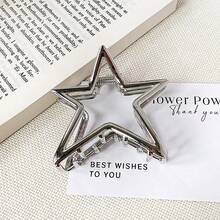 1pc Pentagram Star Jaw Clip, Sweet & Cool Y2K Hair Accessory, For Thin Hair & Half-Up Hairstyles, Back Head Clip For Women, Vacation - 銀色 - 查看 5