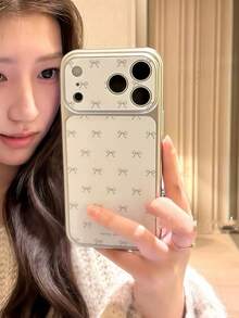 Delicate Pearl White Line Bow 17/17 Pro/17 Pro Max Phone Case, Soft Protective Cover Compatible With IPhone 16/16 Pro Max, Compatible With IPhone 14 New Model - White - View 6