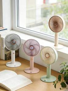 AOYI Small Table Fan Portable Handheld Fan With Removable Base, 1200mAh Rechargeable Battery & 3 Adjustable Wind Gears, Summer Essentials For Work, Study, Home, Office, Travel, School, Daily Commute, Outdoor Sports, Gift For Women, Men, Mother, Father - Multicolor - View 3