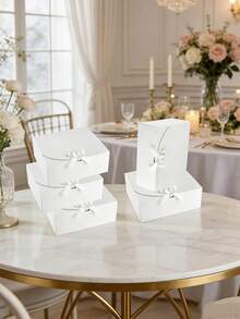 5PCS/1PC/A Lidded Gift Box, 10.6 X 7.8 X 3.1 Inches, White Paper Box With Ribbon. Suitable For Use As A Bridesmaid Invitation Box, Wedding Gift Box, Wrapping Box, Party Gift Box, Birthday Gift Box, Christmas Gift Box, Or Gift-Making Box. - White - View 16