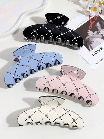 Elegant Quilted Pattern Shiny Decorative Hair Clip - Strong Grip Hair Clip Suitable For All Hair Types, Perfect For Buns And Half-Buns, Suitable For Daily Styling And Special Occasions