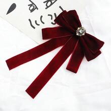 Women's Matte Black Faux Pearl Bowknot Brooch, Versatile Ribbon Decor Accessory, Academic Style - Multicolor - View 10