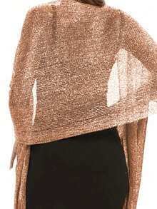 1pc Sparkling Metallic Shawls Round Buckle Tassel Wraps Scarf For Evening Party Dresses Wedding Party - 03-champagne - View 4