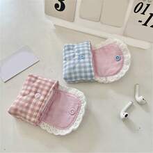 Floral Print Coin Purse Headphone Storage Bag Small Change Purse Coin Bag Lovely Coin Pouches Lace Earphone Case - 藍色 - 查看 4