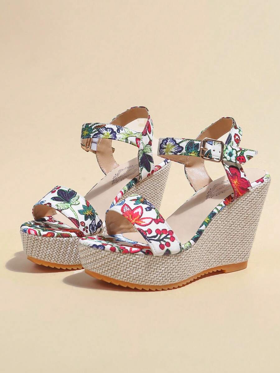Sandal quai đan cho nữ, sandal đế xuồng dày dặn mùa hè, đế dây thừng, đan đính hạt thủ công, họa tiết ngẫu nhiên, sandal nhẹ nhàng cho kỳ nghỉ, phong cách Bohemian, sandal đế dày ngoài trời. - Màu đỏ tím - Xem 1
