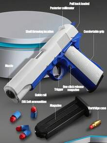 1 Manual Loading Soft Bullet Gun, Simulated Soft Bullet Toy Gun, Toy Shotgun, Toy Pistol, Soft Bullets, Random Color Accessories - Red - View 6