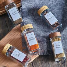 12pcs/24pcs JAR KINGDOM 4oz 120ml Glass Spice Jars With Bamboo Lid - Square Sealed Shaking Lid Suitable For Pepper, Chili Powder, Sugar, Salt Storage, Kitchen Glass Seasoning Containers Bottles Set For BBQ, Restaurant & Home Use, Cooking Gift - cây tre - Xem 6