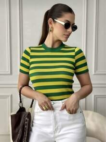 Women's Brazil Look Copa Blouse In Premium Modal - 綠色和黃色 - 查看 4