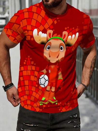 Camiseta casual de cuello redondo transpirable con el mascota "Maple" de la Copa Mundial 2026 que representa a Canadá