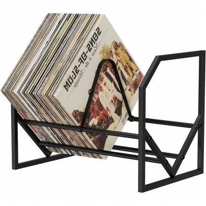 Estante de almacenamiento de discos de vinilo, soporte de discos de vinilo, 100 Lps, estante de exhibición para almacenamiento de registros y soporte, organizador de discos de metal de