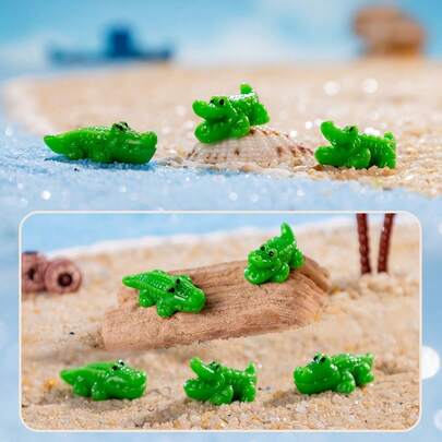 Miniature Resin Crocodile Statue, Cute Resin Crocodile, Suitable For Garden, Pond, Bonsai And Other Decorations, Suitable For Halloween, Christmas Holiday Gifts And Small Statue Ornaments