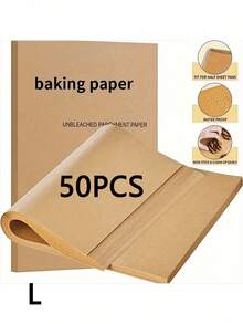 50/100/200pcs High Quality Parchment Paper Liners - Non-Stick, Oil-Proof, Waterproof Baking Mats Suitable For Air Fryer, Steamer And Oven Cooking - Wood Color - View 10