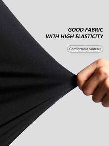 1pc Plus Size Spring/Summer 7/8 Yoga Leggings, High Stretch Casual Loose Fit Minimalist Yoga Pants, Comfortable Wear Sports - Black - View 4