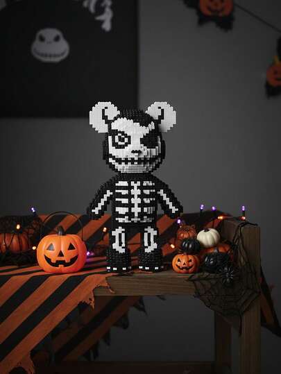 7180pcs Skeleton Bear Building Blocks Set, DIY Halloween Brick Toy, Adult Creative Collectible Model, Perfect For Party Decor And Holiday Gifts - Christmas, Thanksgiving, Valentine's Day, Birthday