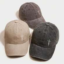 Jesus Printed Baseball Cap Solid Color Washed Distressed Casual Sports Hats Lightweight Adjustable Dad Hat For Women & Men - Xám - Xem 7