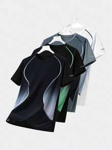 Men's Printed Quick-Dry Breathable Round Neck Casual Outdoor T-Shirt Summer - Green - View 4