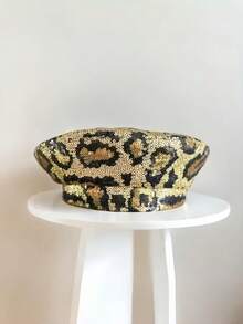 1pc Shiny Sequin French Beret, Made Of Polyester Fiber, Suitable For Carnival, New Year, Valentine's Day, Parades, Bars, Y2K Style, Parties, Music Festivals, St. Patrick's Day, Winter Wear - Multicolor - View 8