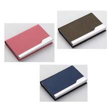 Portastarjetas de visita de gran capacidad, organizador de caja de PU, portátil para oficina, feria comercial, útiles escolares, de vuelta a la escuela - Tarjetero de cuero - Ver 43