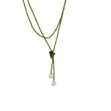 Mori Super Fairy Crystal Lily Of The Valley Necklace Female Retro Green Beaded Niche Design Collarbone Chain Gentle Neck Chain Pendant - vòng cổ hạt cườm hình hoa linh lan xanh - Xem 5