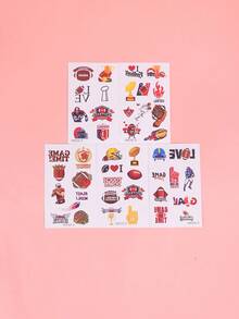 5 piezas Tatuajes temporales para niños, juguetes para niñas, diseños de fútbol americano y rugby, coloridos, a prueba de sudor y desechables para niños y niñas en cara, brazo, cintura, pecho, pierna, abdomen, cuello, mano, dedo y espalda para baile, fiesta y actuaciones en el escenario, arte corporal modernista - Multicolor - Ver 4