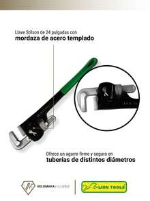 Llave Stilson 24 Pulgadas Para Tubo Herramienta Plomero Pinza Presion Profesional - boca plana - Ver 4