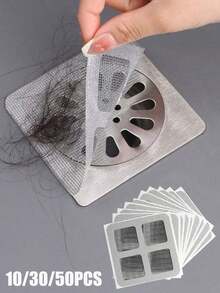 10/20/30 Pcs Shower Drain Hair Catcher Covers: Mesh Filter Stickers, Hair Catcher, Anti-Clogging Drain Mesh Stickers - 多色 - 查看 1