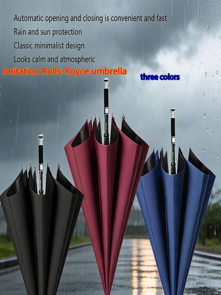 Kompaktowy składany parasol Chakipee – automatyczny, wiatroodporny parasol męski, przenośny parasol podróżny, poszycie z tkaniny 210T, zasięg 97 cm, 8 sekcji, na Dzień Kobiet, niezbędne akcesoria podróżne, upominki ślubne, Y2K, sypialnia, akcesoria samochodowe damskie, wystrój kuchni, urocze rzeczy - Parasol biznesowy - Zobacz 1