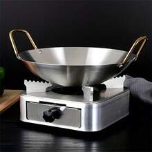 1pc Wok Double Handle Cooking Pan Round Bottom Chinese Wok Hot Pot Frying Pan Stewpot Skillet Stir Fry Pan For Gas Cooktops Kitchen Cookware - Multicolor - View 4