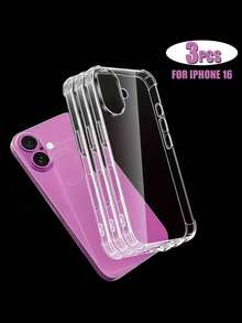 3件套高品质透明防摔TPU手机壳，适用于苹果17/17Pro/17ProMax/16/15/14/13/12/11/16Pro/16ProMax/16Plus/X/XSMax，柔软防震，保护手机后盖 - 無色 - 查看 30