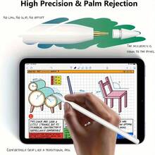 这款防缠绕触控笔兼容 2018-2022 款 iPad Pro 11 英寸/12.9 英寸、iPad Air 4/5、7/8/9/10 和 iPad mini 5/6，具备倾斜感应、防误触和高精度、低延迟功能，内置 USB 可充电锂聚合物电池，采用主动式设计，兼容配备 USB-C 充电接口和磁吸式接口的 iPad，是专业人士和数字艺术家理想的春季礼物之选。 - 白色 - 查看 9